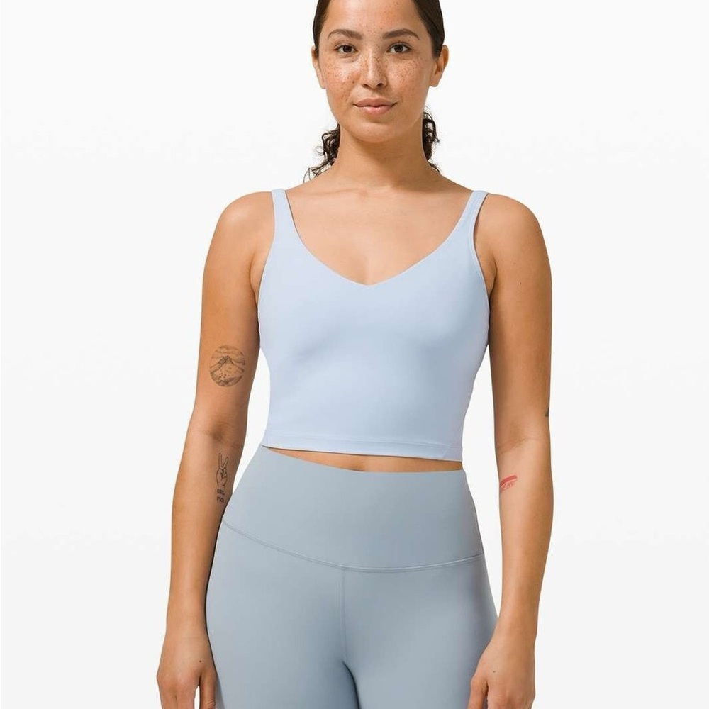 lululemon athletica Light Blue V-Neck Cropped Tank